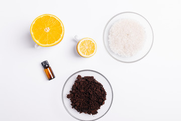 Ingredients for homemade coffee body scrub