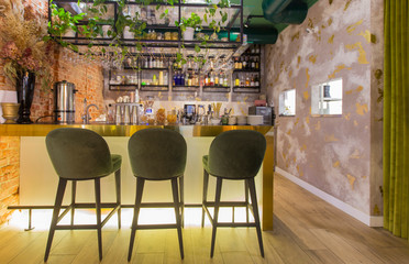 Coffee cafe shop in a loft style in urban cafe with open bar