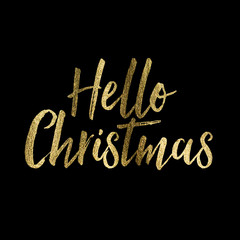 Hello Christmas festive christmas phrase in sparkling golden glitter text