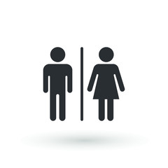 toilet icon or logo WC symbols, toilet sign Bathroom Male and female Gender icon Funny wc door plate symbol isolated sign vector illustration