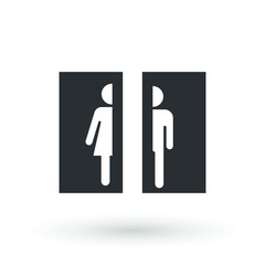 toilet icon or logo WC symbols, toilet sign Bathroom Male and female Gender icon Funny wc door plate symbol isolated sign vector illustration