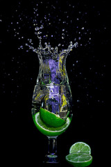 Water splash in glass