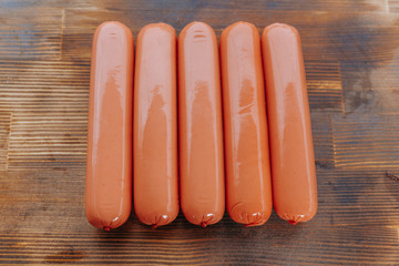 Semi-finished products, meat sausages.(Полуфабрикаты, сосиски из мяса.)