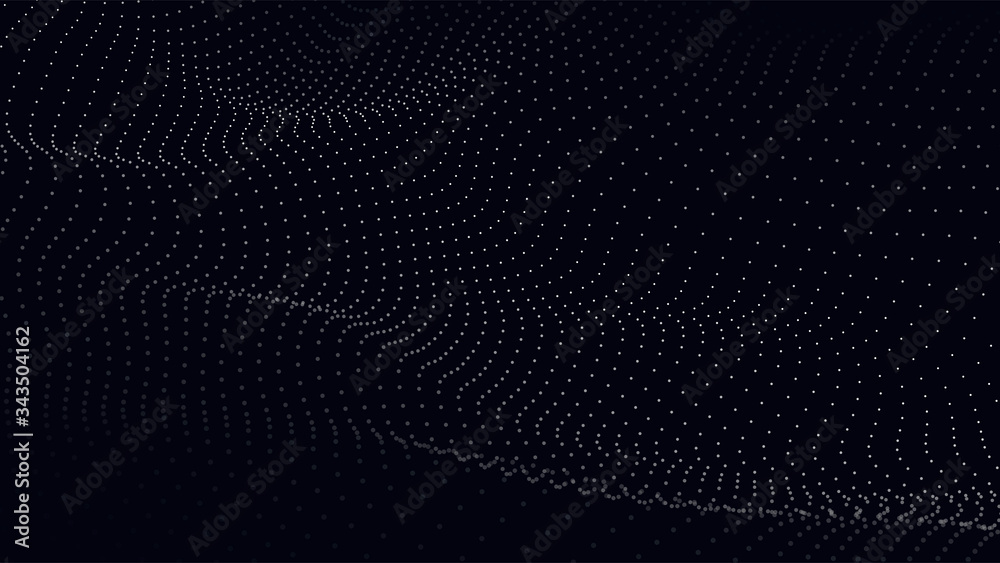 Aufkleber Abstract digital wave of particles. Futuristic point wave. Technology background vector. Vector illustration