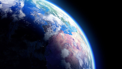The Earth Space Planet 3D illustration background. City lights on planet. elements from NASA