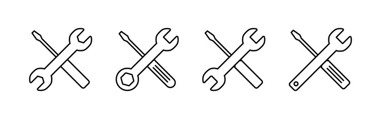 Repair icons set. Wrench and screwdriver icon. Settings vector icon. Maintenance