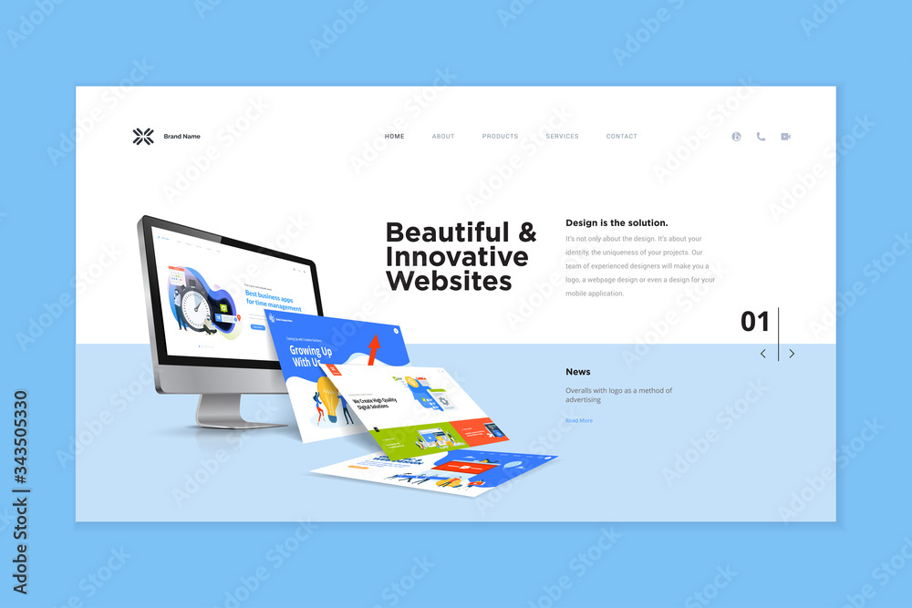 Fototapete website template design. modern vector illustration concept of web page design for website and mobil