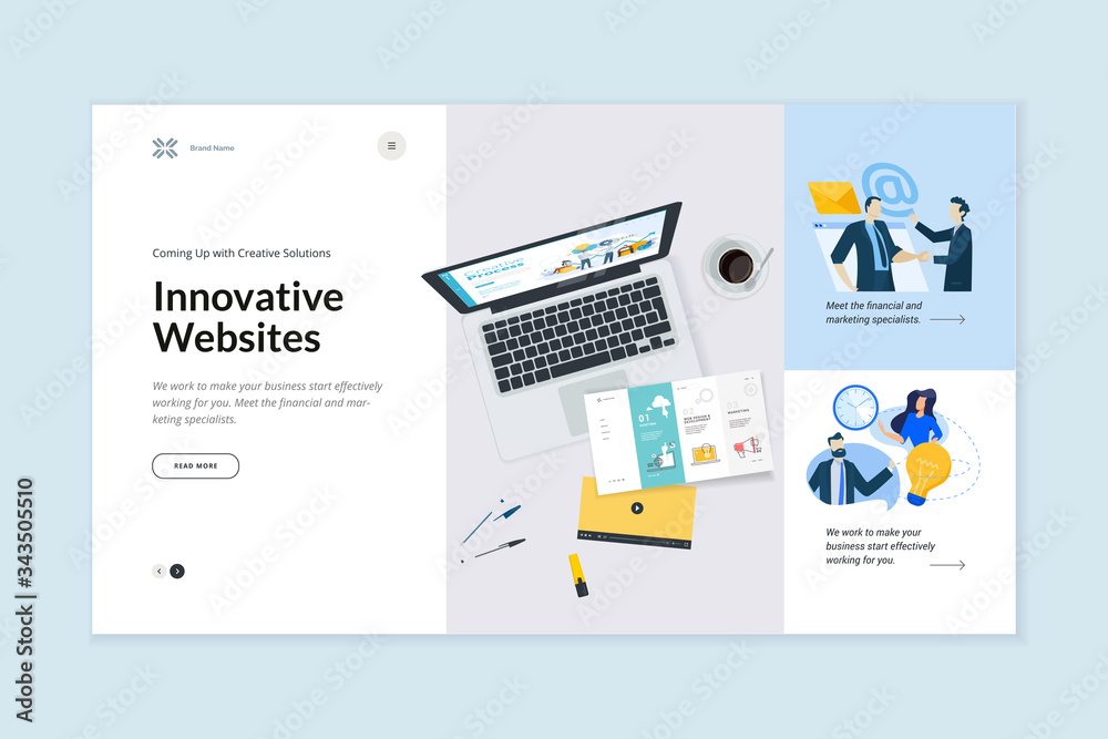 Fototapete website template design. modern vector illustration concept of web page design for website and mobil