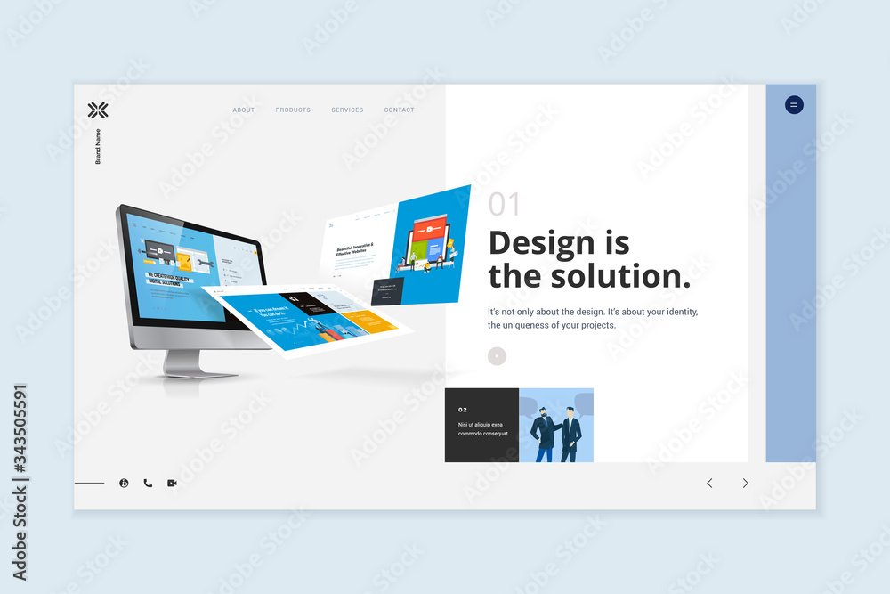 Fototapete Website template design. Modern vector illustration concept of web page design for website and mobile website development. Easy to edit and customize.