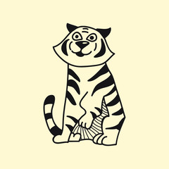 Fototapeta na wymiar vector animal line icon for web, tatto, logo tiger