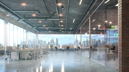 Modern office interior. 3d illustration - 343505597