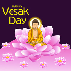 Vector illustration of a background or poster for celebrate Happy Vesak day or Buddha Purnima.