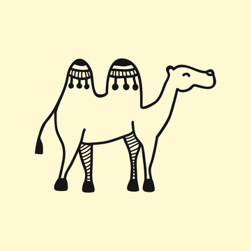 vector animal line icon for web, tatto, logo camel