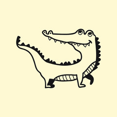 vector animal line icon for web, tatto, logo crocodile