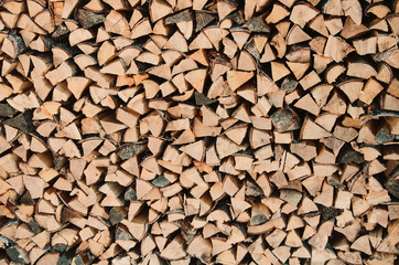 Texture of woodpile firewood, winter