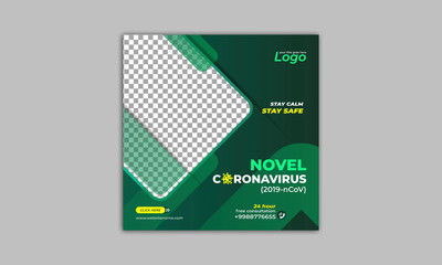 Corona Virus Coronavirus Covid-19 Social Media Post Template for social Awareness