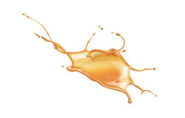 splash of liquid caramel on a white background