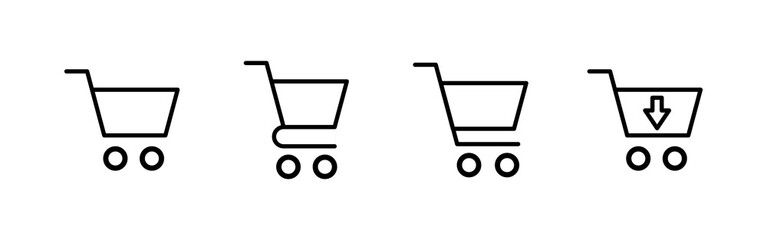 Shopping icons set. Shopping cart icon. Basket icon. Trolley