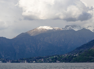 Dark sky with clouds full of rain on Como Lake