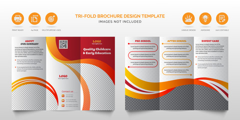 Professional corporate modern red multipurpose tri-fold brochure or best business trifold brochure design template 
