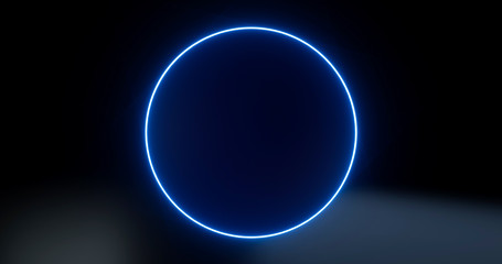 Neon Blue Abstract Circle Background - 3D Illustration