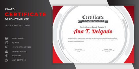 Certificate of achievement template or diploma certificate of appreciation design template