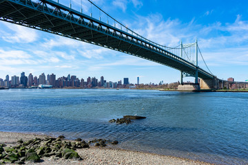 The Triborough Bridge connecting Astoria Queens New York to Wards and Randall's Island over the East River
