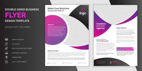 Abstract creative modern professional double sided business flyer or corporate brochure design template