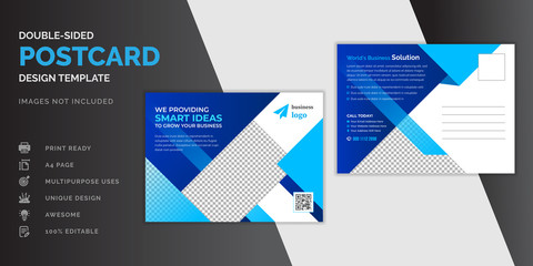 Corporate business blue postcard or EDDM postcard design template