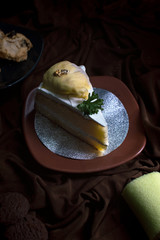 Dark Food Durian Cake Flour cake with durian meat Sweet taste
