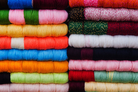colorful threads for sewing, Varanasi, India
