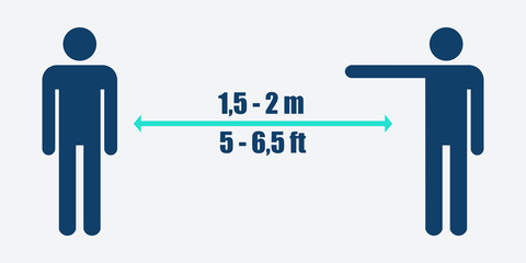 Keep distance sign. Coronovirus epidemic protective equipment. Preventive measures. Steps to protect yourself. Keep the distance. Vector illustration.