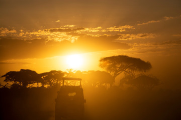 ATARDECIENDO EN MEDIO DE UN SAFARI EN AFRICA