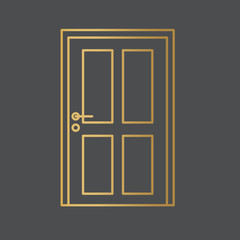 golden closed door icon- vector illustration