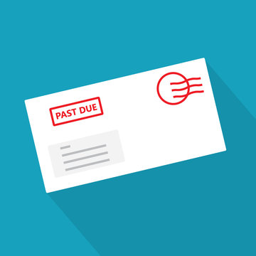 Past Due Bill Envelope Icon - Vector Illustration