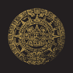 Historical Mayan calendar view, vector