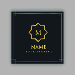 Luxury Logo Alphabetic M template  for Restaurant, Royalty, Boutique, Cafe, Hotel, Heraldic, Jewelry, Fashion etc