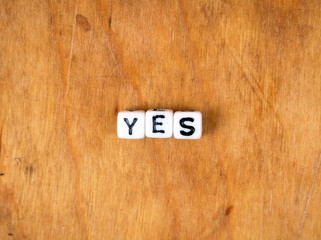 cube words on the wooden table