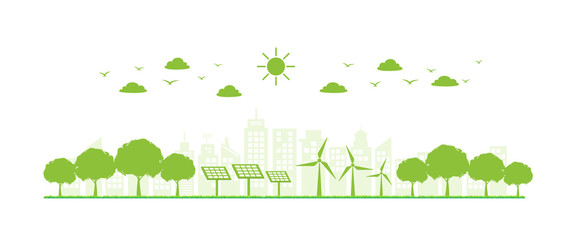 Banner flat design for sustainable energy development, Environmental and Ecology concept
