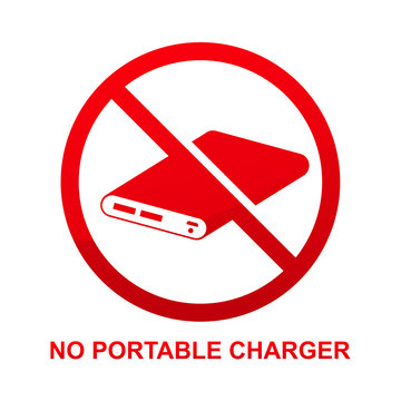 No portable charger sign isolated on white background vector illustration.