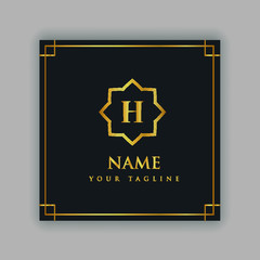 Luxury Logo Alphabetic H template  for Restaurant, Royalty, Boutique, Cafe, Hotel, Heraldic, Jewelry, Fashion etc