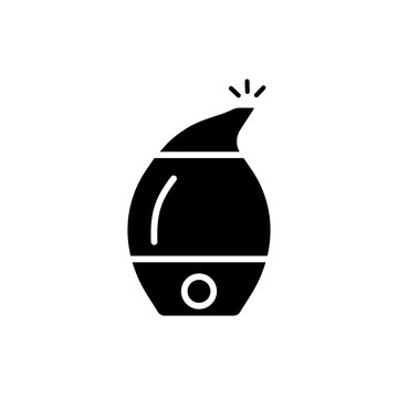 recommend clip art: Black humidifier air diffuser icon isolated on white background. Purifier microclimate ultrasonic home flat vector illustration. Healthy humidity.