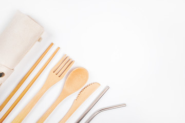 Zero waste concept inspired flatlay with cutlery