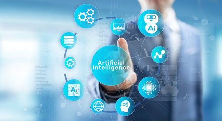 AI Artificial intelligence, Machine learning, Big data analysis and automation technology in business and industrial