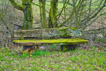 Alte verwitterte Parkbank