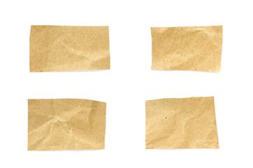 Set torn paper Isolated on a white background. Recycled paper craft stick on a white background. Brown paper torn or ripped pieces of paper isolated on white background.