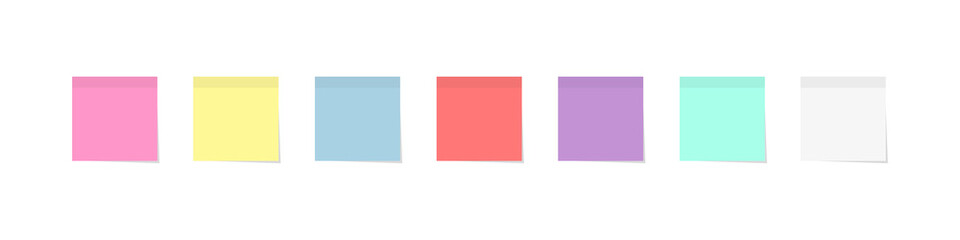 Realystic set stick note .Colorful Stickers set isolated on white background.Sticky colored notes. Vector illustration.