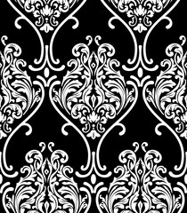 Vector damask seamless pattern background. Classical luxury old fashioned damask ornament, royal victorian seamless texture for wallpapers, textile, wrapping. Exquisite floral baroque template.