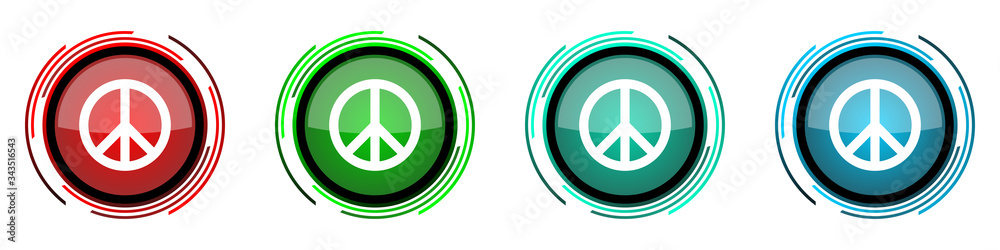 Leinwandbilder peace round glossy vector icons, set of buttons for webdesign, internet and mobile phone application