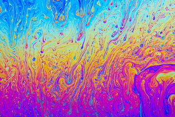 Psychedelic patters formed on the surface of a soap bubble